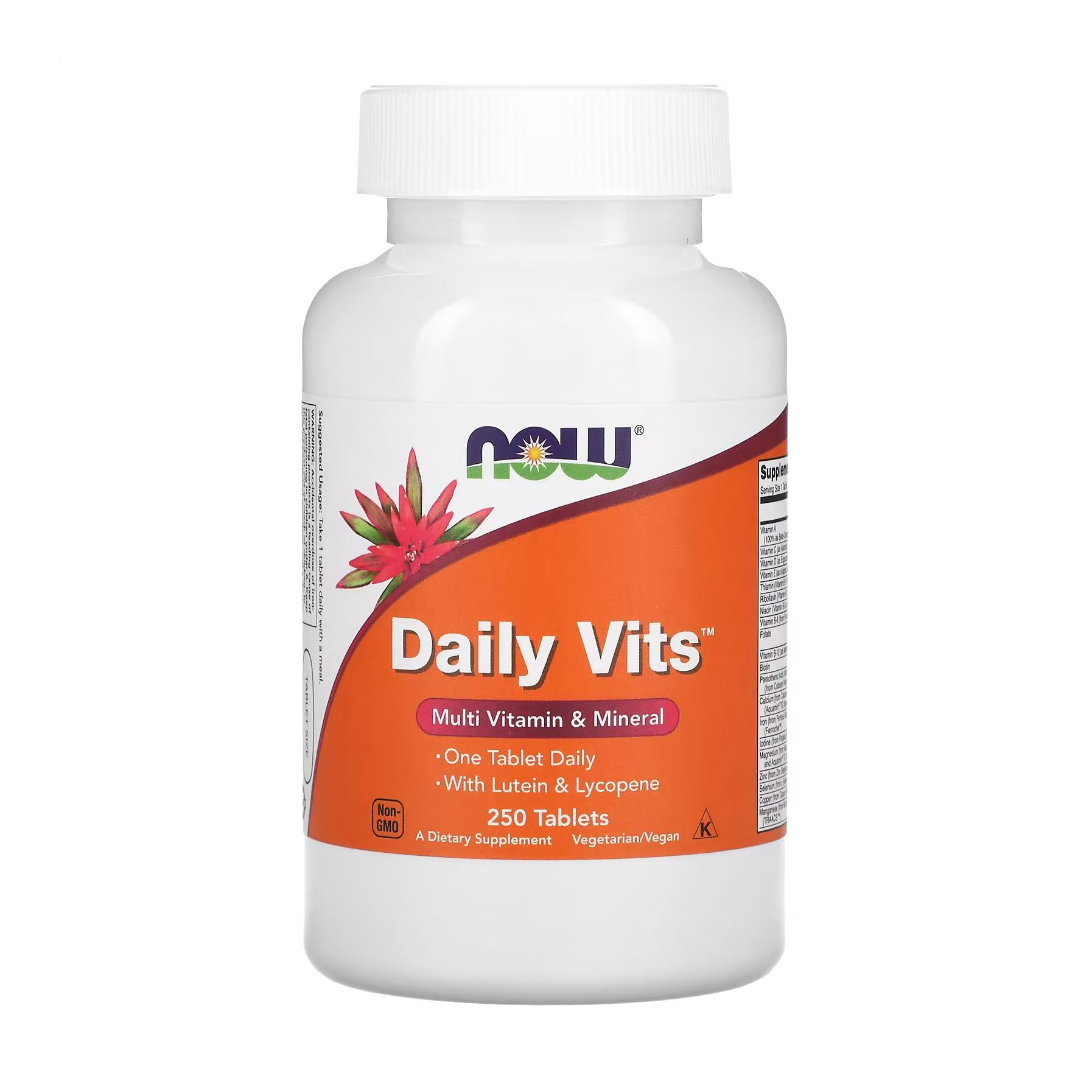 Вітамінно-мінеральний комплекс NOW Foods Daily Vits With Lutein &amp; Lycopene з лютеїном та лікопіном, 250 вегетаріанських таблеток